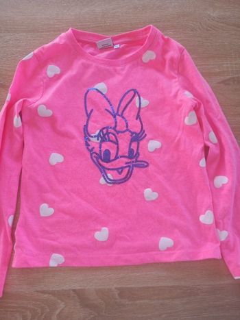 T-shirt Disney manche longue rose sequin