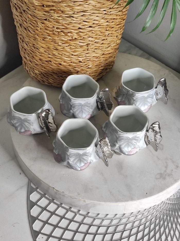 Tasses à café papillon argenté - photo numéro 2