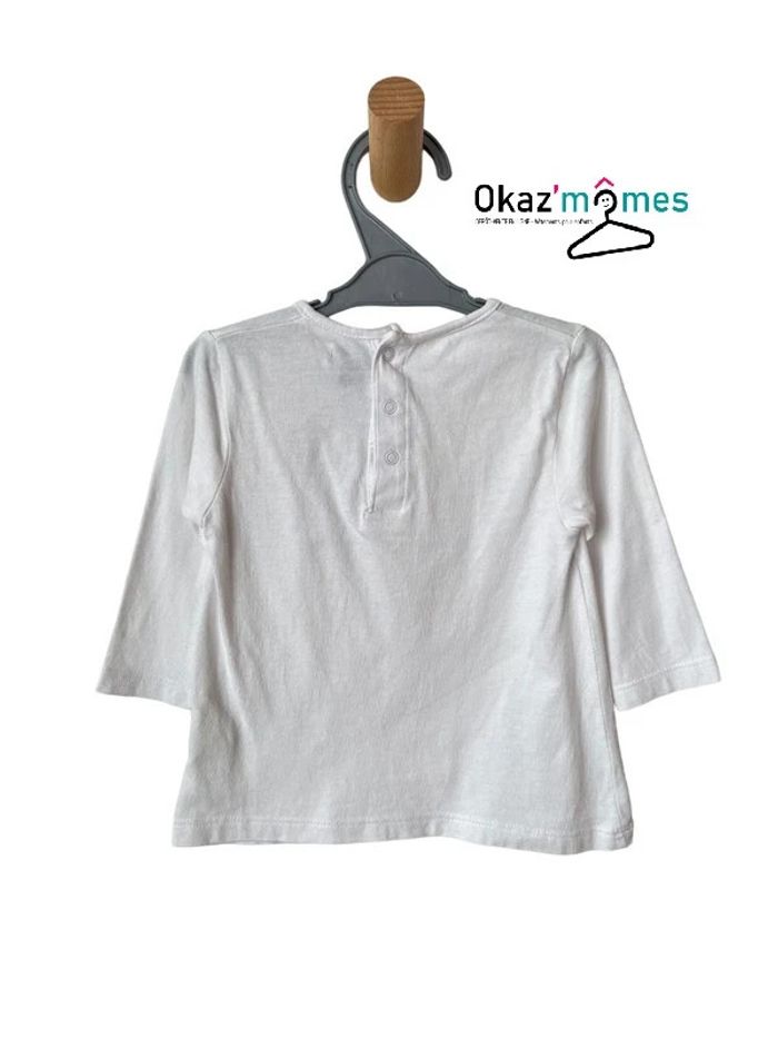 T-shirt manches longues blanc (noeud tulle) - Kiabi 9 mois - photo numéro 2