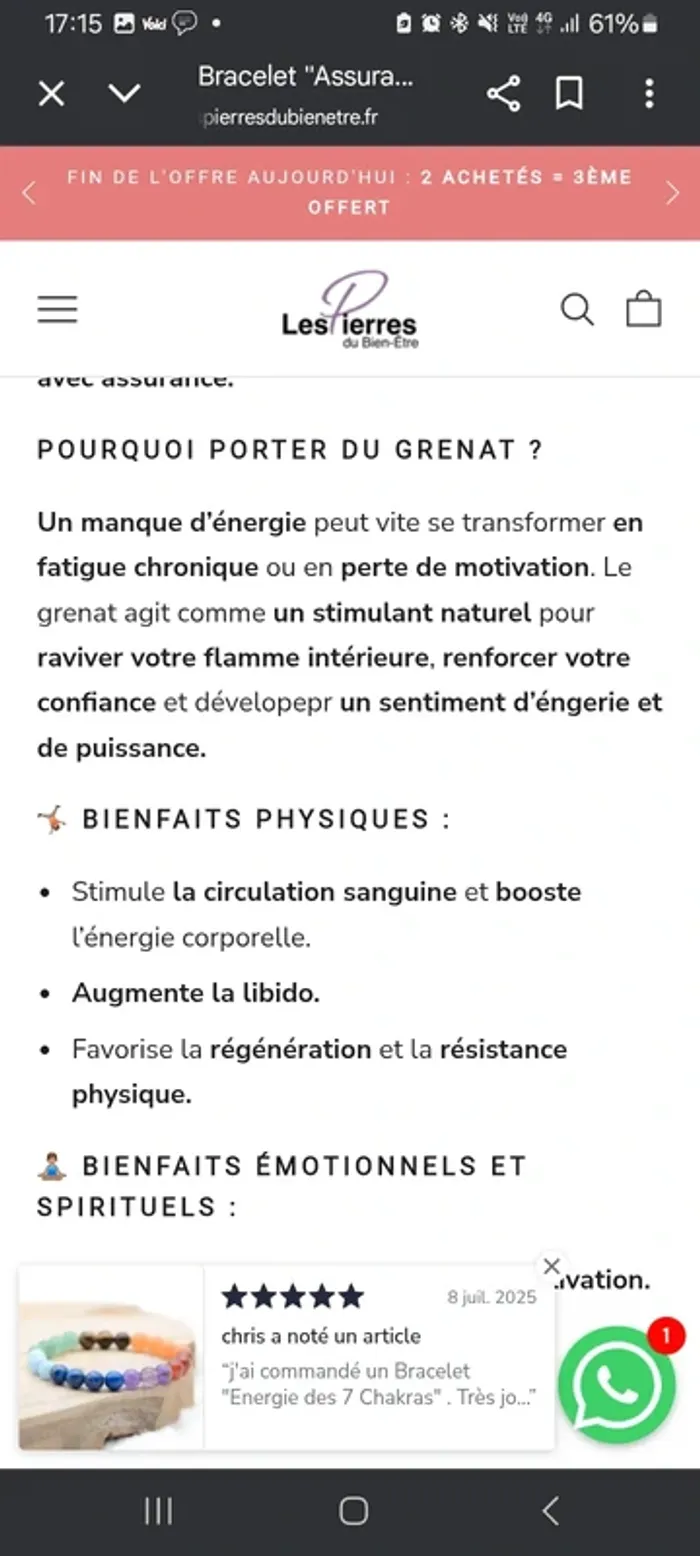 Bracelet en pierre de grenat - photo numéro 5