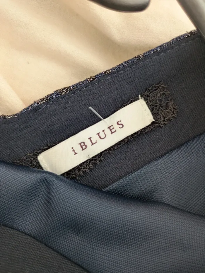 Robe chic bleu nuit/noir bas volanté - iBLUES T.34 - photo numéro 4