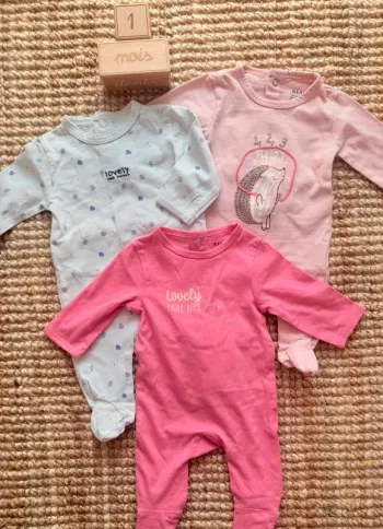 Lot pyjamas coton Kiabi 1mois / 54cm