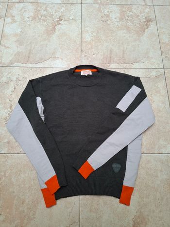 Pull Homme T-TRAXX à Rayures Noir Et Gris - Taille L - Occasion Très Bon état