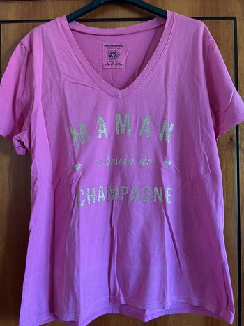 T-shirt rose col v April Vintage 38-40