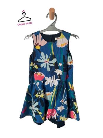 Robe bleue fleurie sans manche - Catimini 5 ans (110cm)