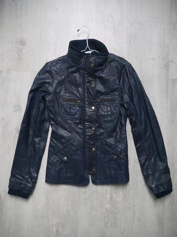 Veste en cuir bleu Promod 34