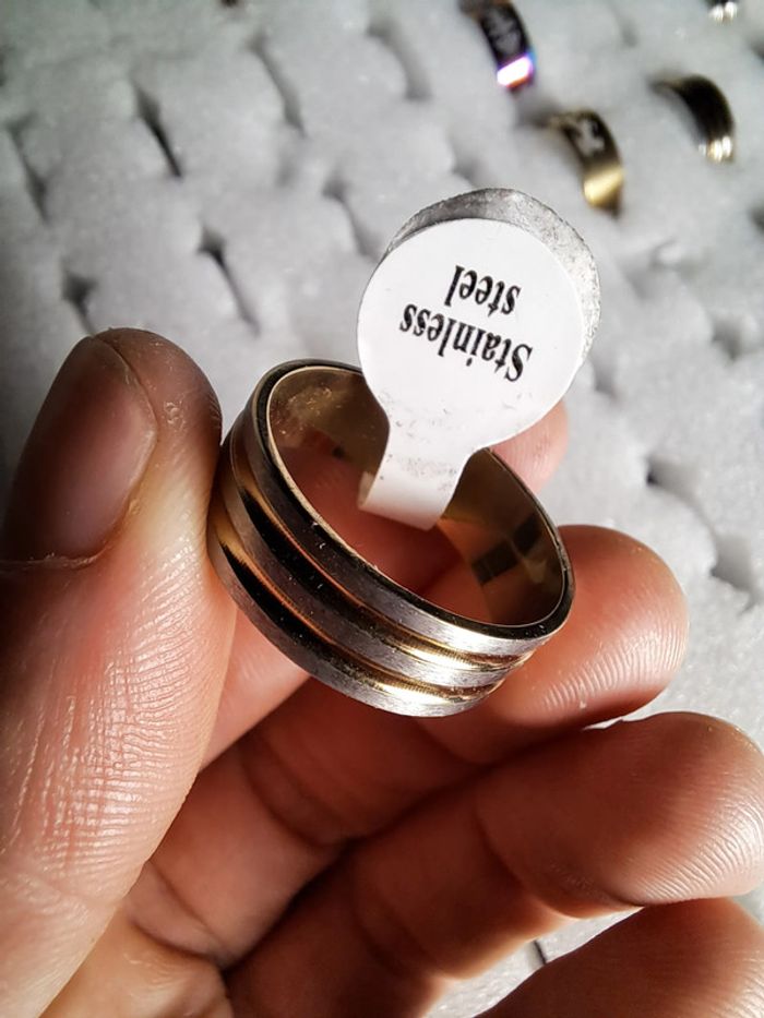 Bague acier inoxydable dorées