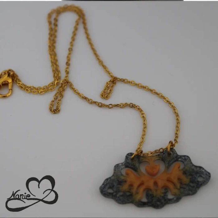 Pendentif en résine, transparent, cœur papillon - photo numéro 2