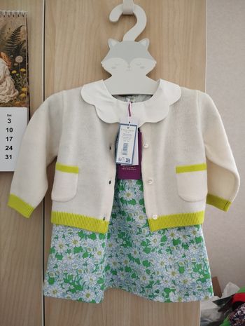 Robe et gilet bébé 6 mois Liberty Jacadi 