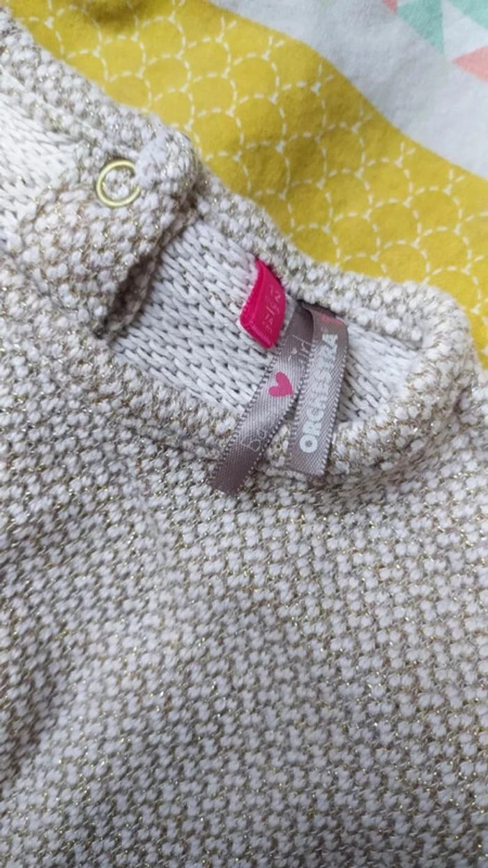 Pull chic ivoire et doré 12 mois Orchestra - photo numéro 2