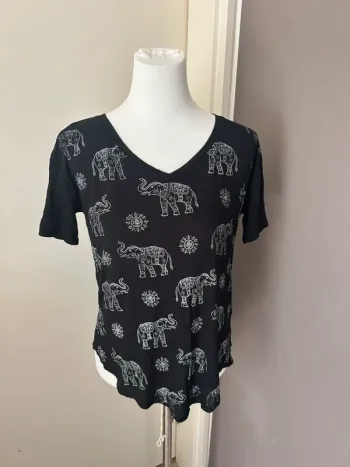 Hollister, T-shirt, noir, imprimé, éléphant, femme, taille XS