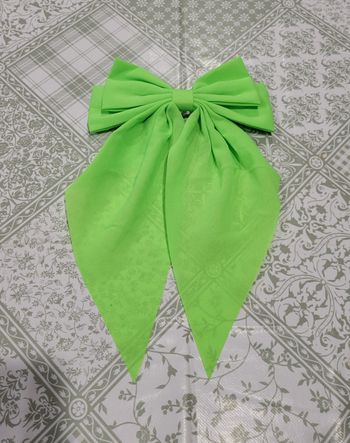 BARETTE CHEVEUX NOEUD VERT FLUO ! NEUF !