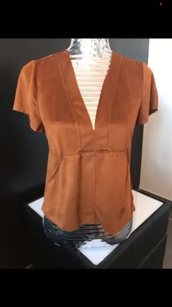 T-shirt suédine marron