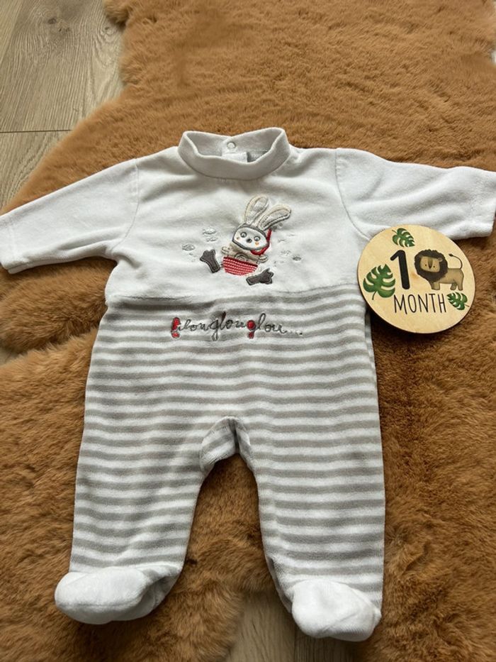 Pyjama blanc rayé lapin 3Suisses