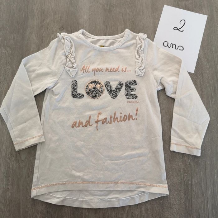 Tee shirt manche longue smiley 2 ans