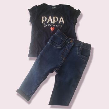 🌴 Ensemble jean et t-shirt j'aime papa taille 9 mois fille