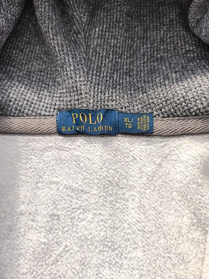 Sweat zippé homme taille XL Ralph Lauren gris logo noir - photo numéro 15