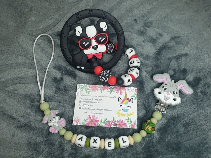 Attache tétine + Hochet personnalisés