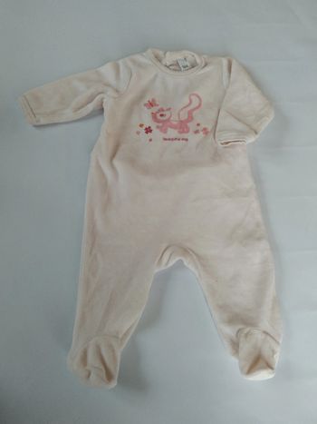 pyjama velours rose pâle Tex fille 3 mois