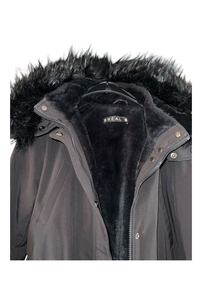 Parka noire longue avec capuche fourrée BREAL – Taille M - photo numéro 2