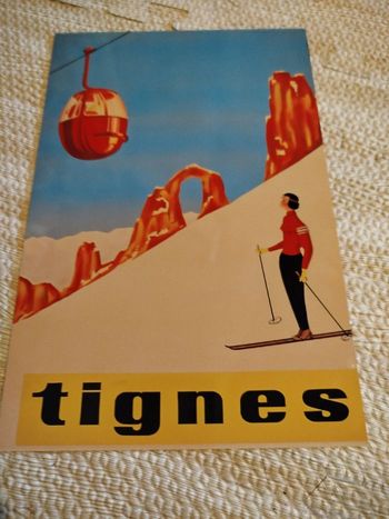 plaque publicitaire motif ski tignes neuf
