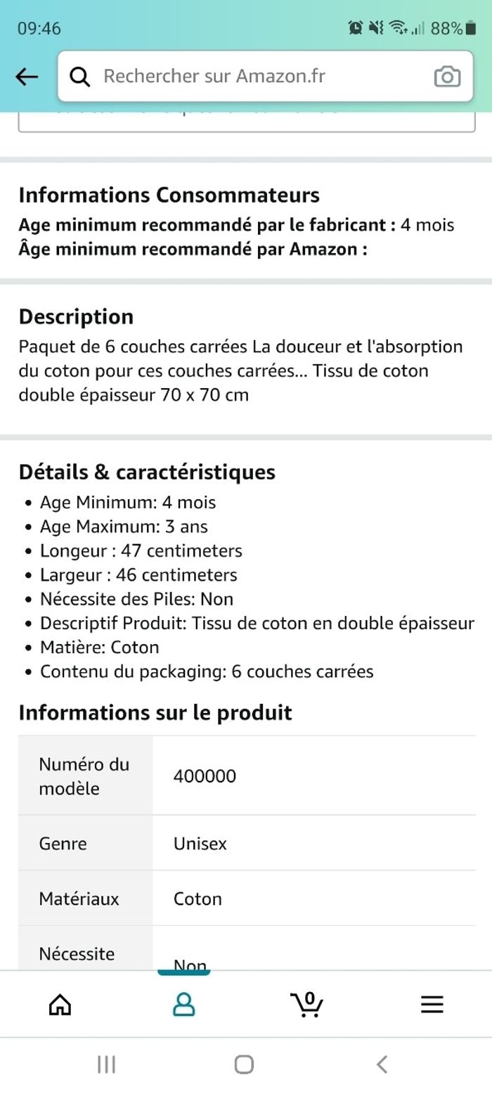 Paquets 6 couches carrées 70x70 - photo numéro 2
