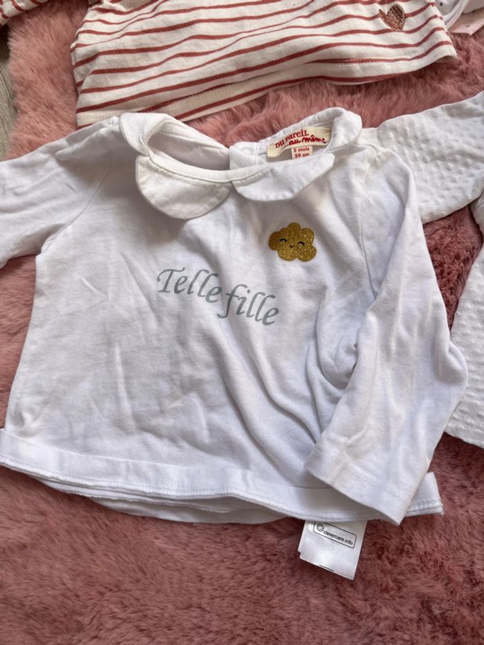 Lot 5 teeshirts manches longues 3 mois - photo numéro 2