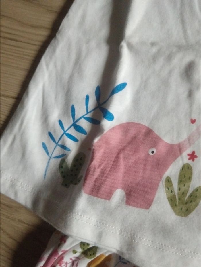 Ensemble short tee shirt été elephants coloré 12 mois - photo numéro 3