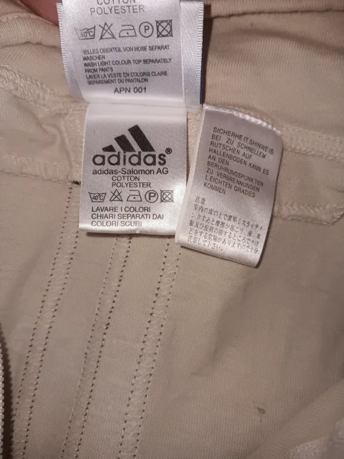 Adidas vintage polo taille S manche courte zippé beige noir - photo numéro 7