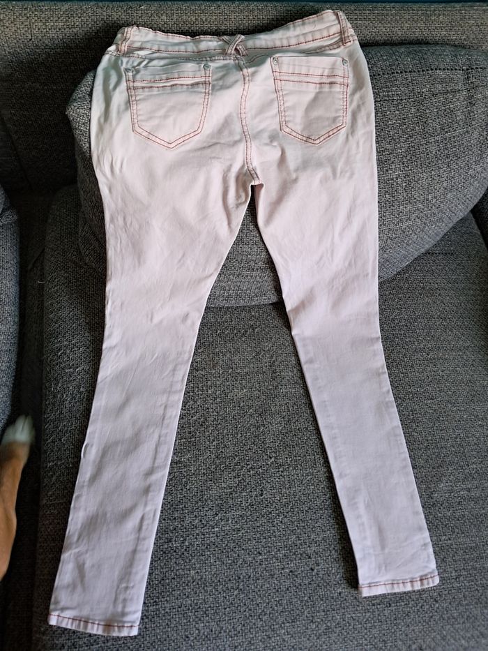 Pantalon blanc reflet rose effet jean - photo numéro 3