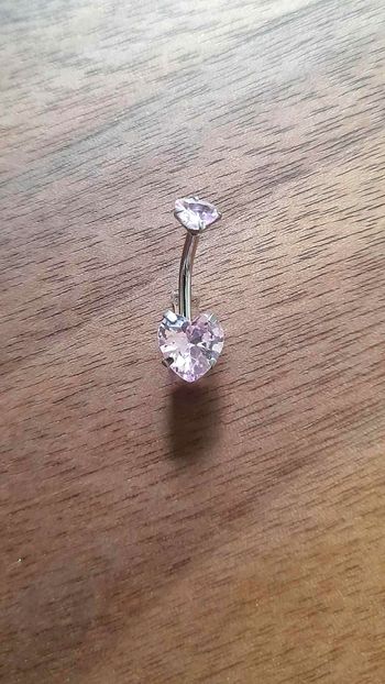 Piercing nombril argenté double cœur zircon – neuf