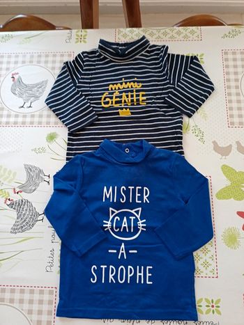 Lot 2 tee-shirt col roulé Gémo 12 mois