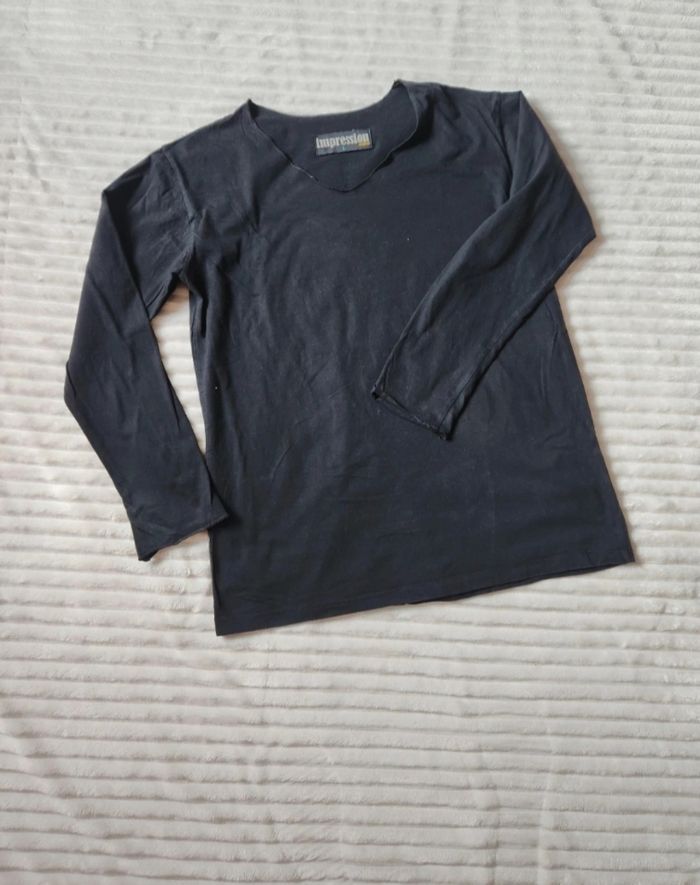 Tee-shirt noir manches longues Impression – Taille L