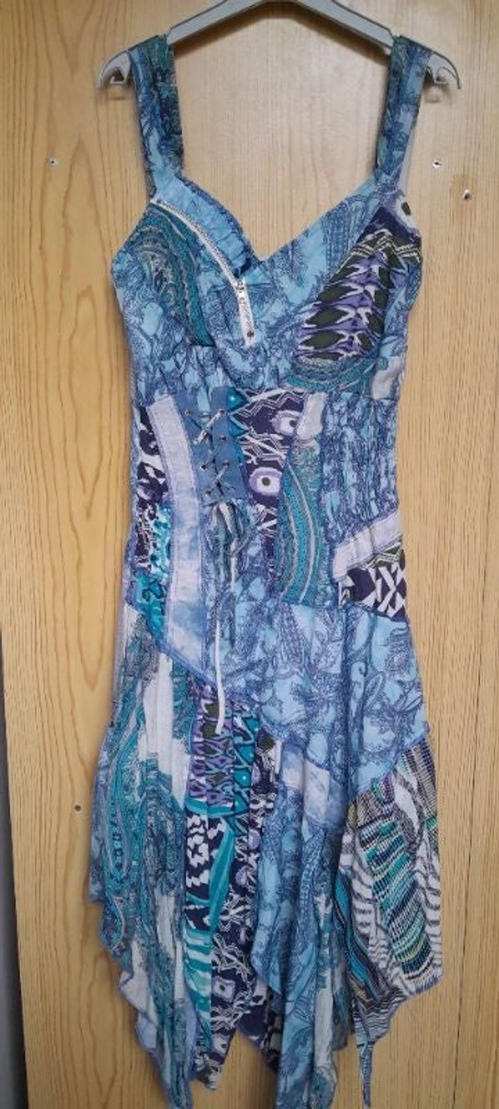 Robe façon patchwork blue