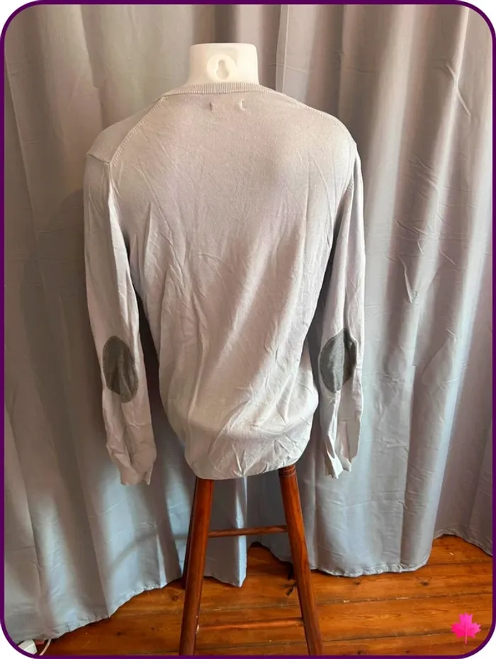 Pull homme Celio, col V et coudières - Coton & Modal - Taille L - photo numéro 3
