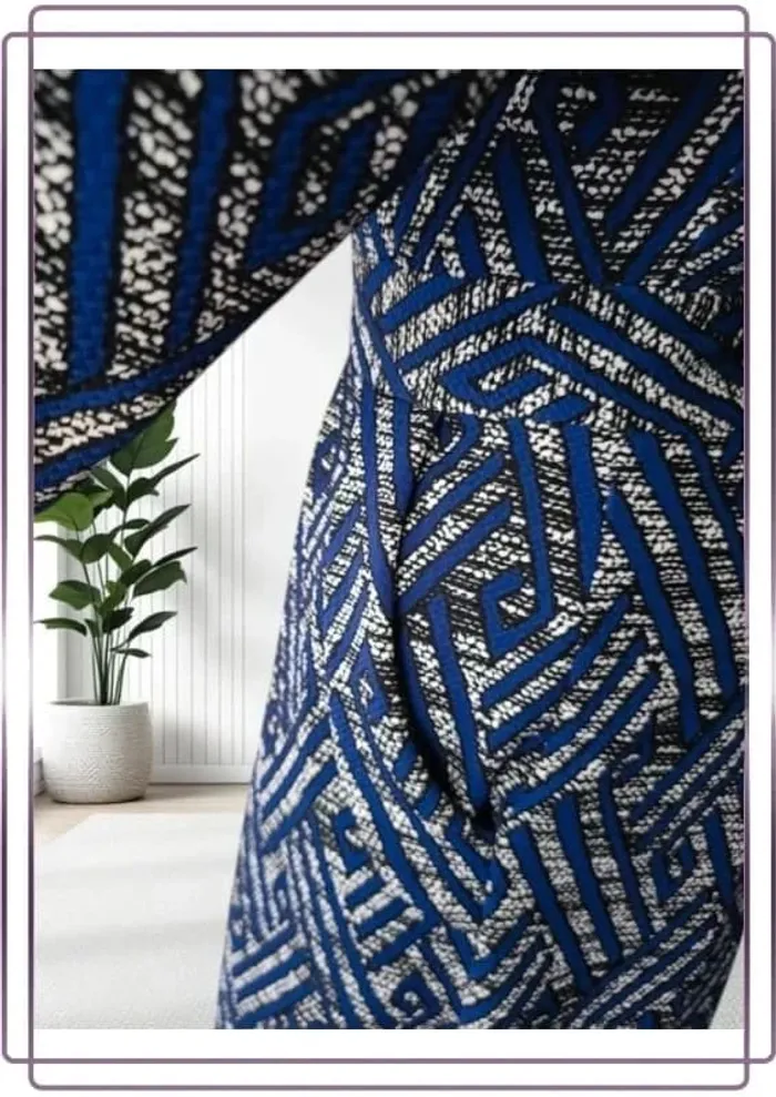 Robe midi Sassia bleu à motifs taille ajusté taille M - photo numéro 7