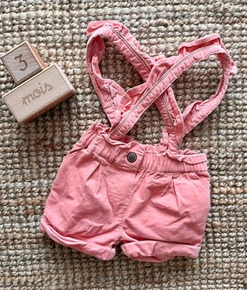 Short à bretelles velours côtelé TAO 3mois / 60cm