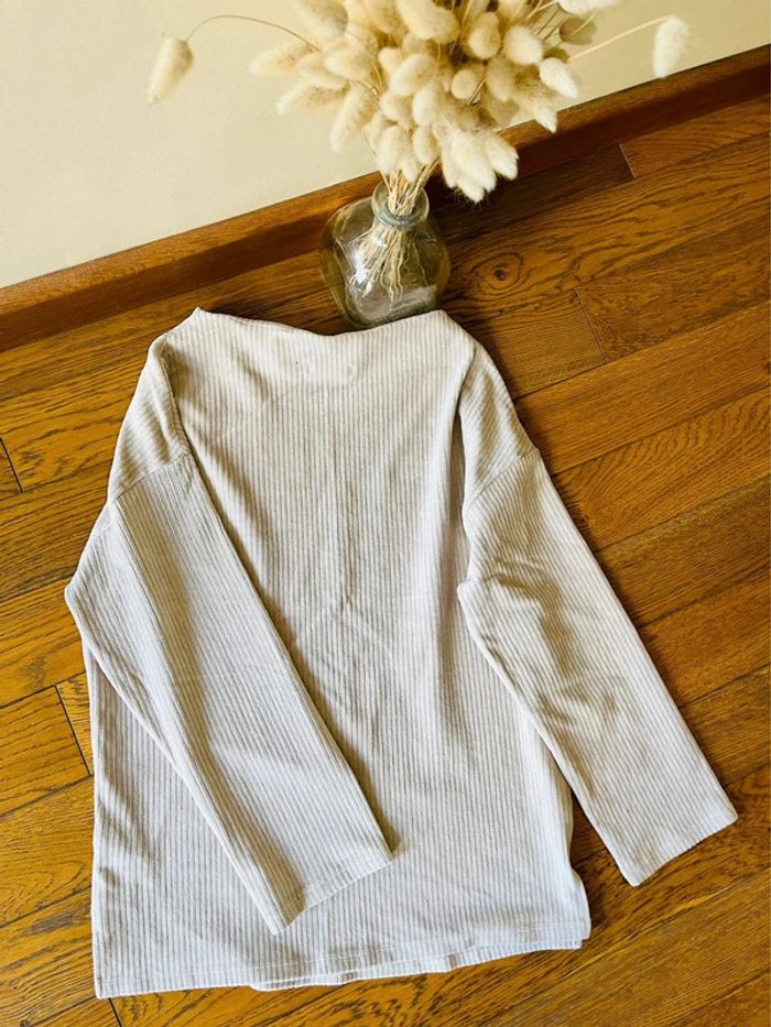 Sublime pull beige côtelé Tom tailor taille XS col bateau - photo numéro 4
