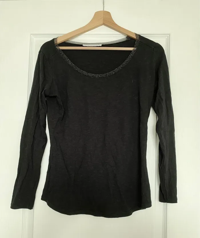 Tshirt manches longues noir Promod