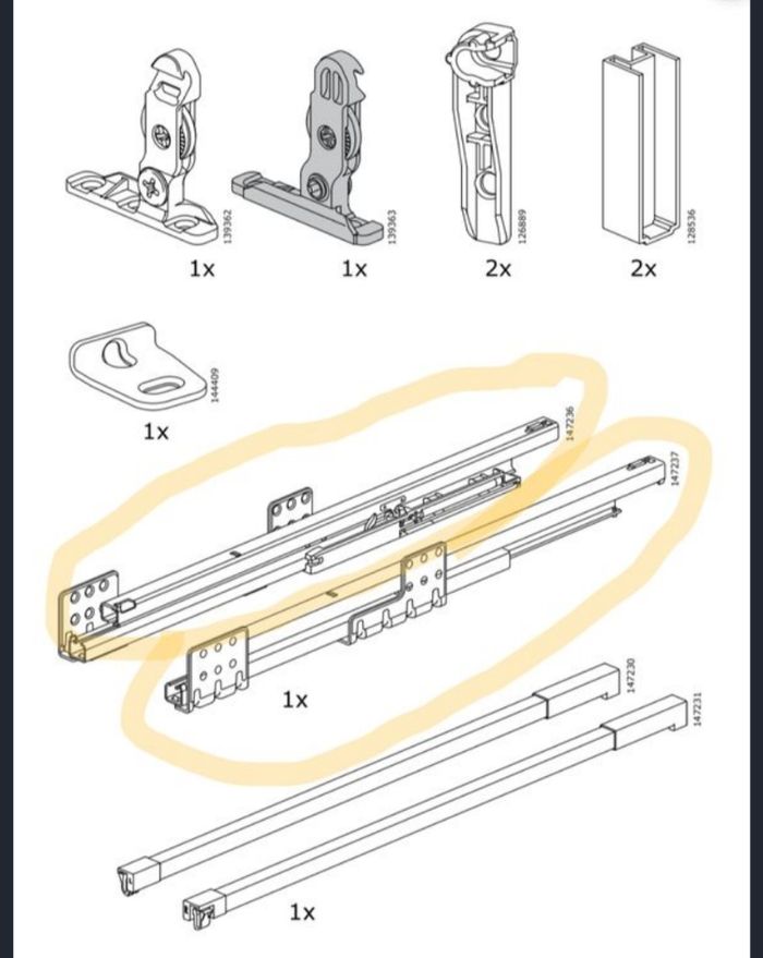 Rails coulissants x2 paires / caisson de cuisine IKEA NEUFS - photo numéro 2