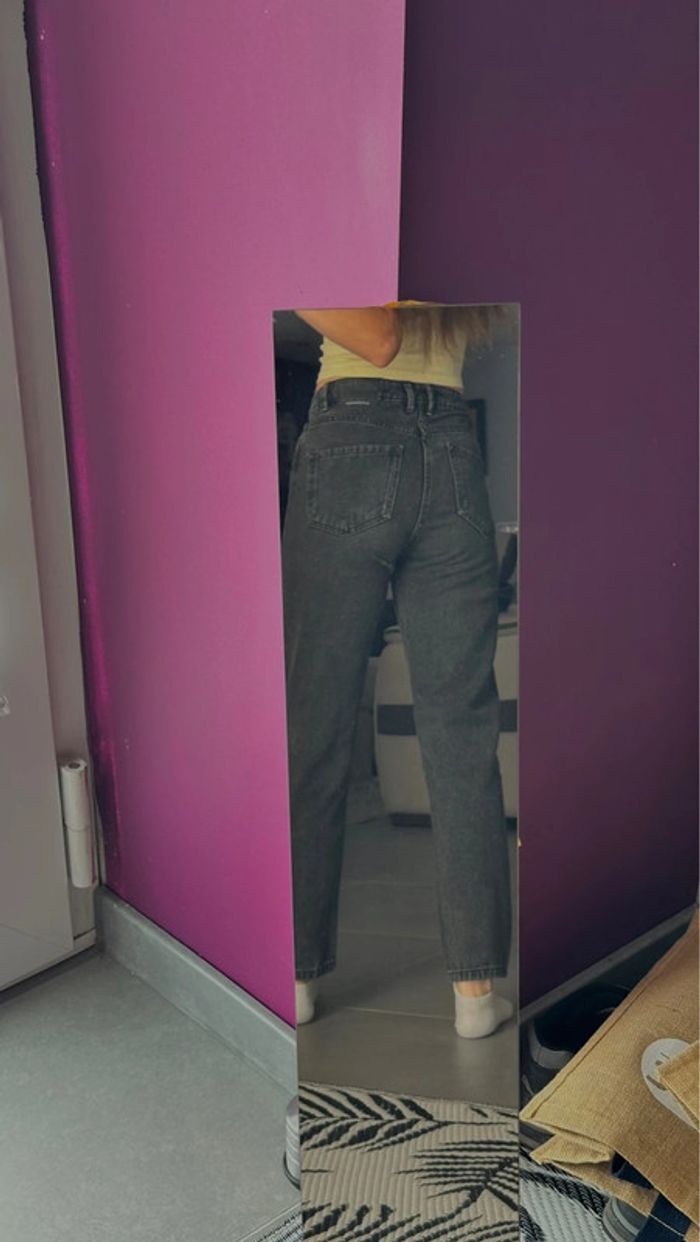 Jean Mom Stradivarius Noir - photo numéro 3