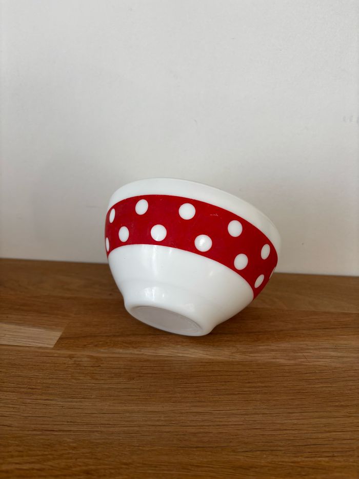 Vintage bol Arcopal Polka rouge avec défauts - photo numéro 6