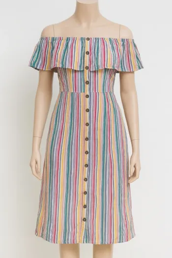 Robe élastique col bardot colorée 44