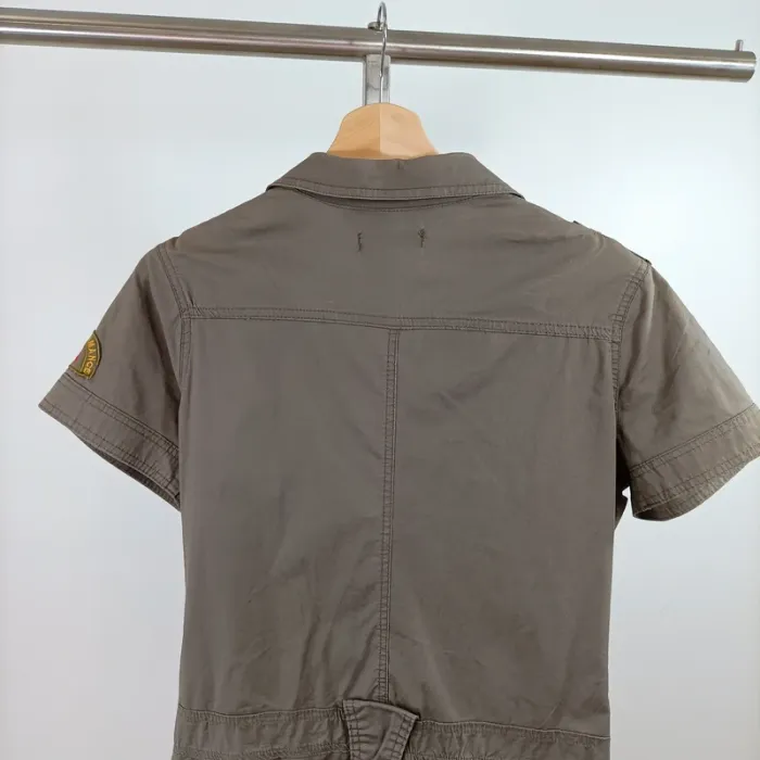 Robe saharienne kaki gris style militaire Zoe taille 40 coton 100 % poches et écussons A1490 - photo numéro 11