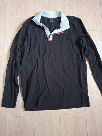 Polo noir col gris