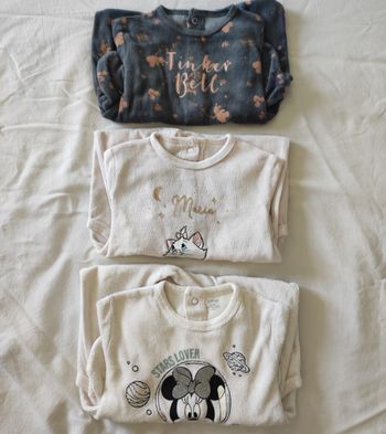 Lot de 3 pyjamas velours bébé fille 6 mois Disney