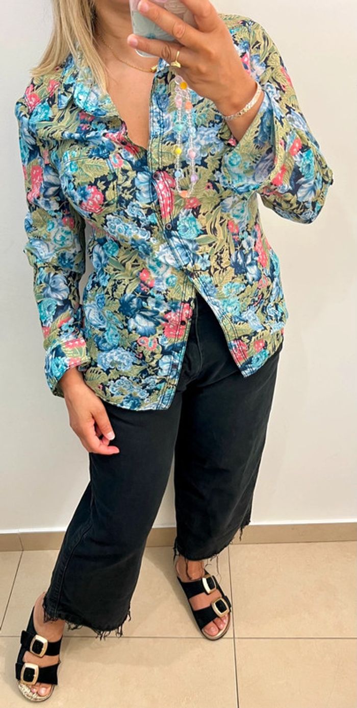 💙Chemise imprimée fleurs multicolores stradivarius Taille L - photo numéro 6