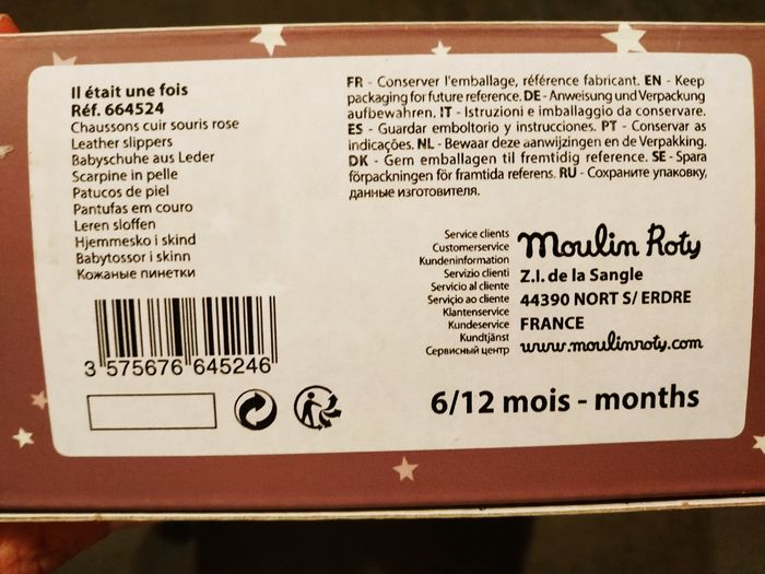 Chaussons souris rose cuir moulin roty - photo numéro 4