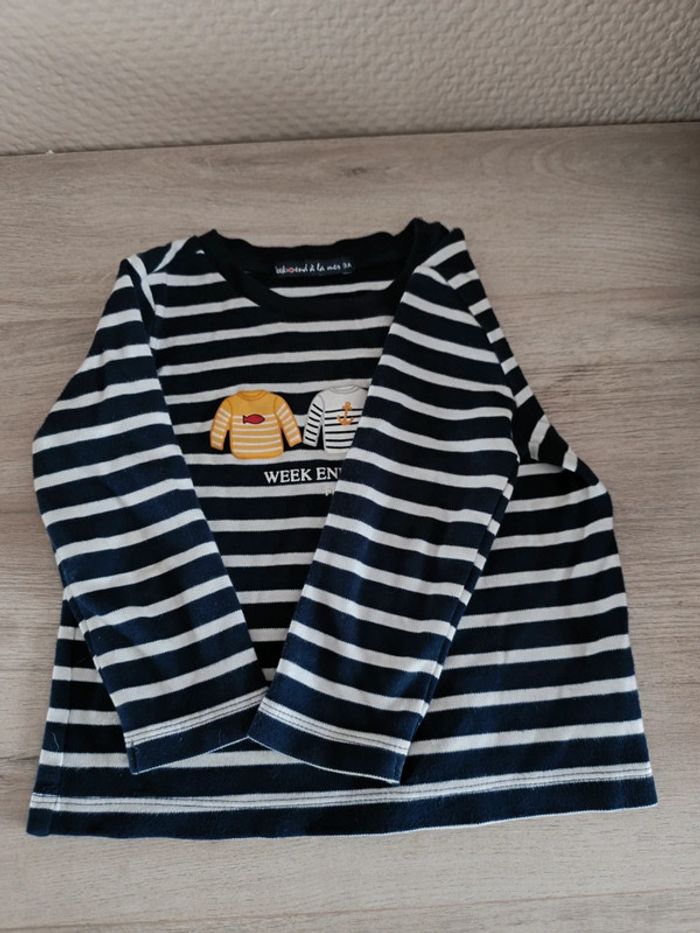 T-shirt épais / pull léger marinière week-end à la mer - photo numéro 4