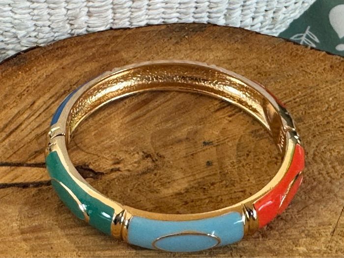 Jonc qui s’ouvre Mile  Mila acier inoxydable or résine multicolore